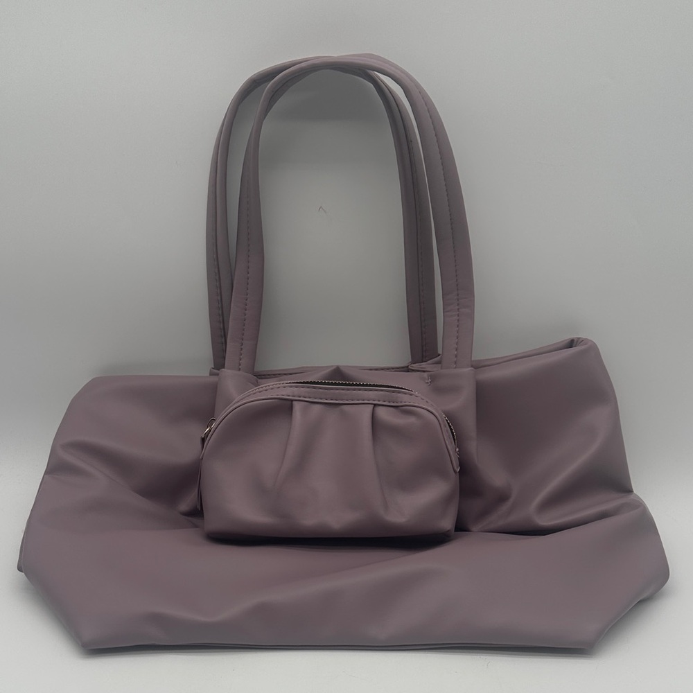 Neiman Marcus Lilac  Shoulder Tote Bag with Removable cosmetic Pouch